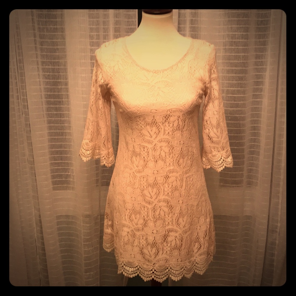 Cream lace mini dress